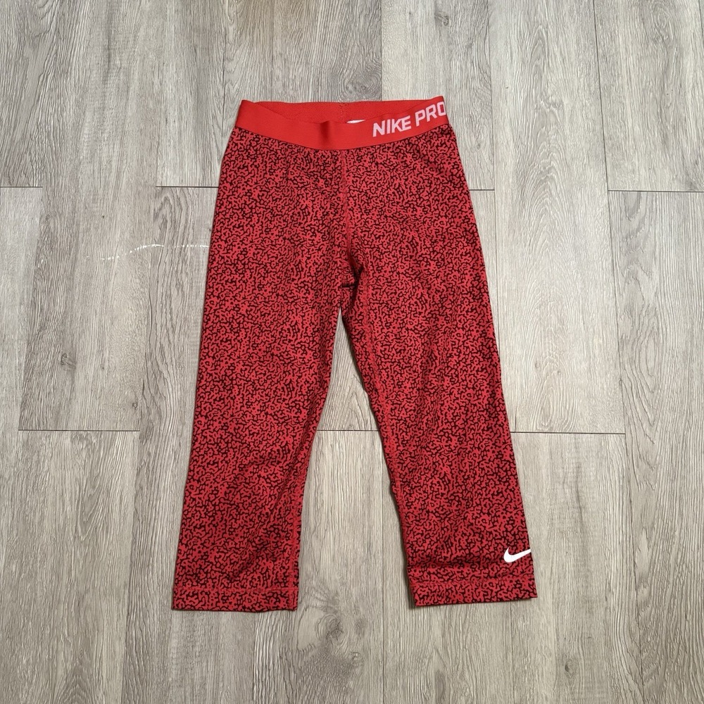Nike Pro Women's Leggings Small Red Compression‎ Dri-Fit Workout